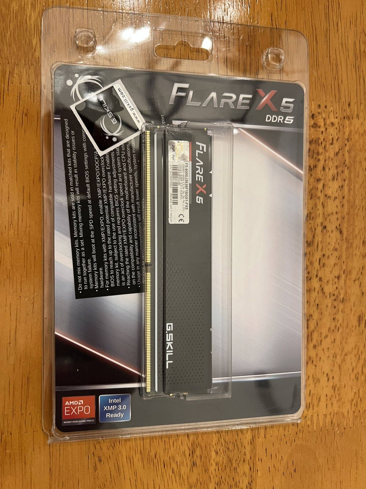 G.Skill Flare X5 16GB (1 x 16GB) DDR5-6000 PC5-48000 CL36 NEW and FACTORY SEALED