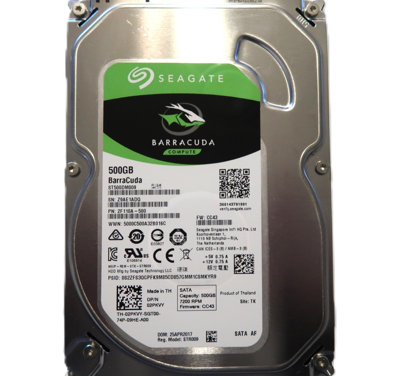Seagate ST500DM009 2F110A-500 CC43 (Z9A) TK Thailand 3.5" Sata 500gb HDD 04/2017