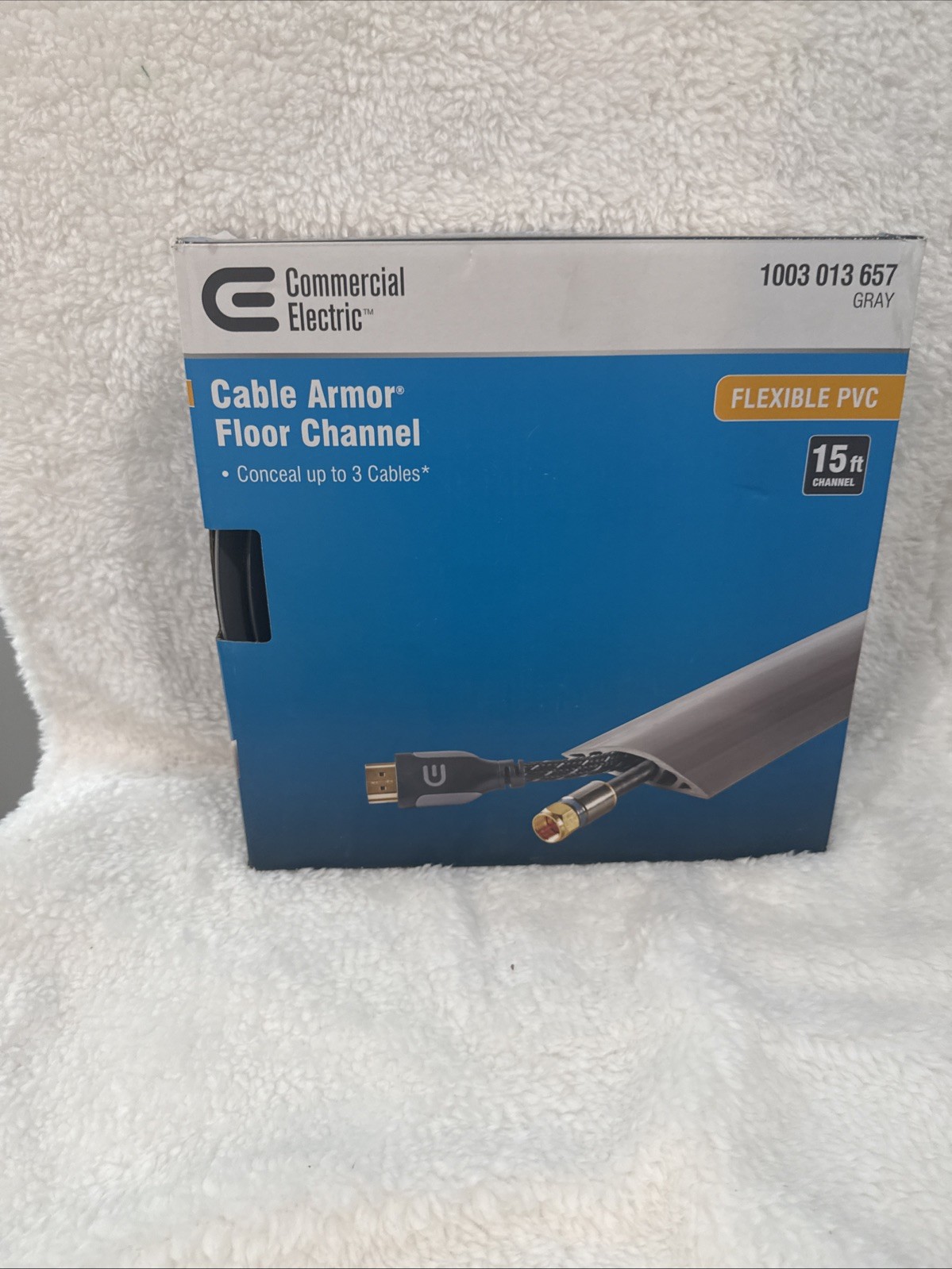 Commercial Electric 15' Cable Armor Floor Channel, Flexible PVC, Gray