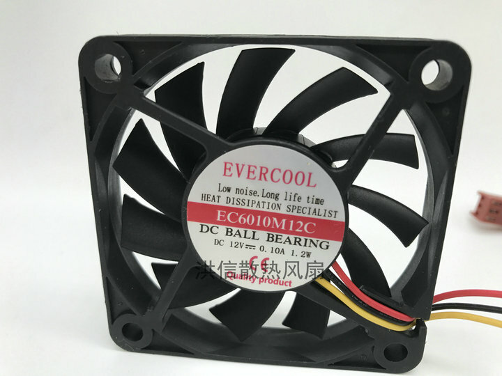 1 PCS EVERCOOL Fan EC6010M12C DC12V 0.10A 1.2W 3 Pin 60*10MM