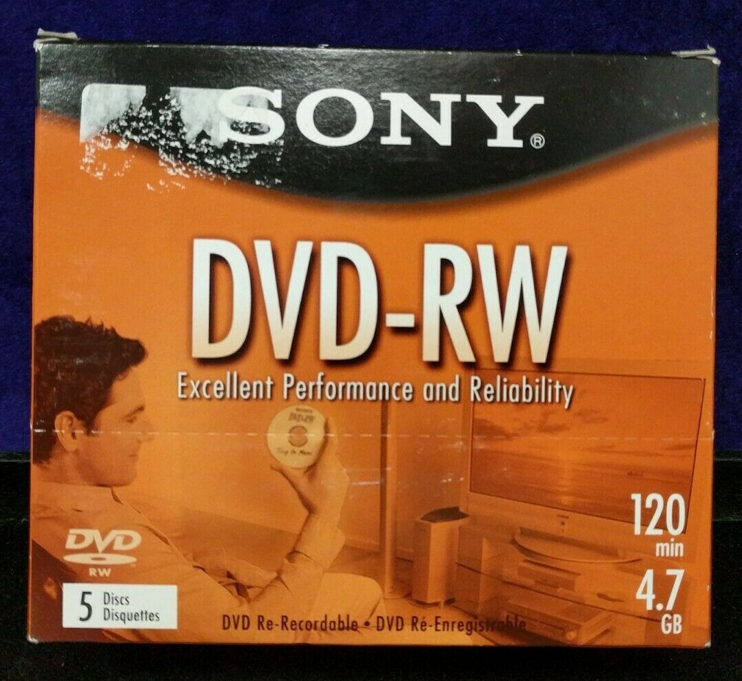 Brand New 5x Sony DVD RW 120 Mins 4.7GB Rewritable DVD Disc Jewel Case C5-1