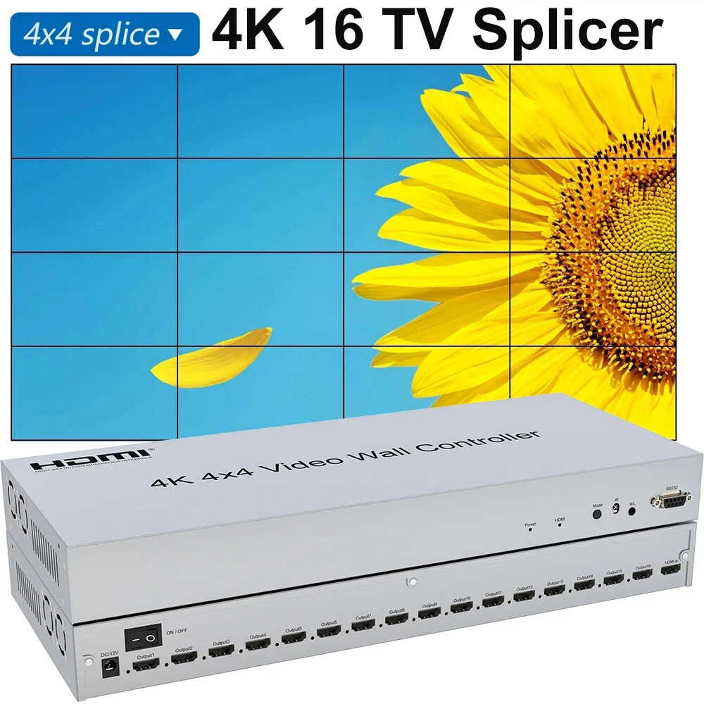 4K 4x4 HDMI Video Wall Controller Processor 3x3 3x4 3x5 TV Splicing Box Splicer