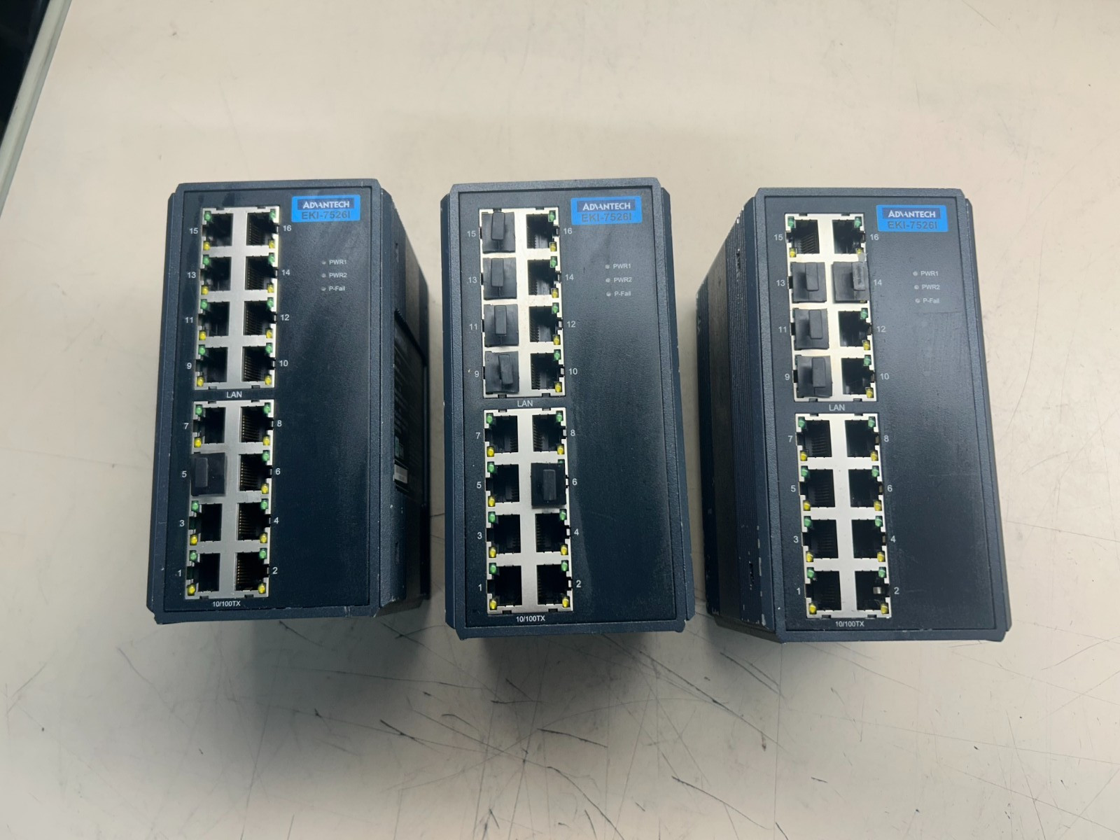 Lot of 3 - Advantech EKI-7526I Industrial Ethernet Switch 16-Port