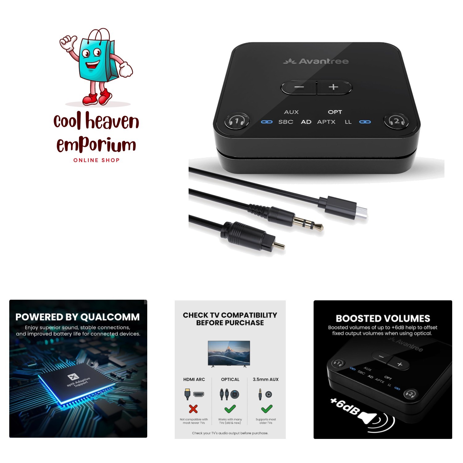 Audikast 3 – Bluetooth TV Transmitter for 2 Headphones