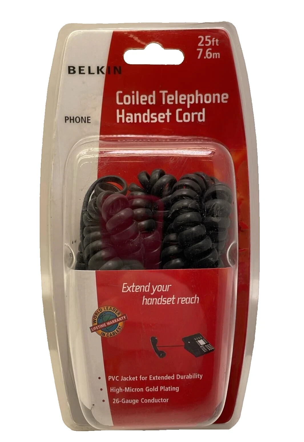 Belkin Coild Telephone Handset Cord 25ft (7.6m)