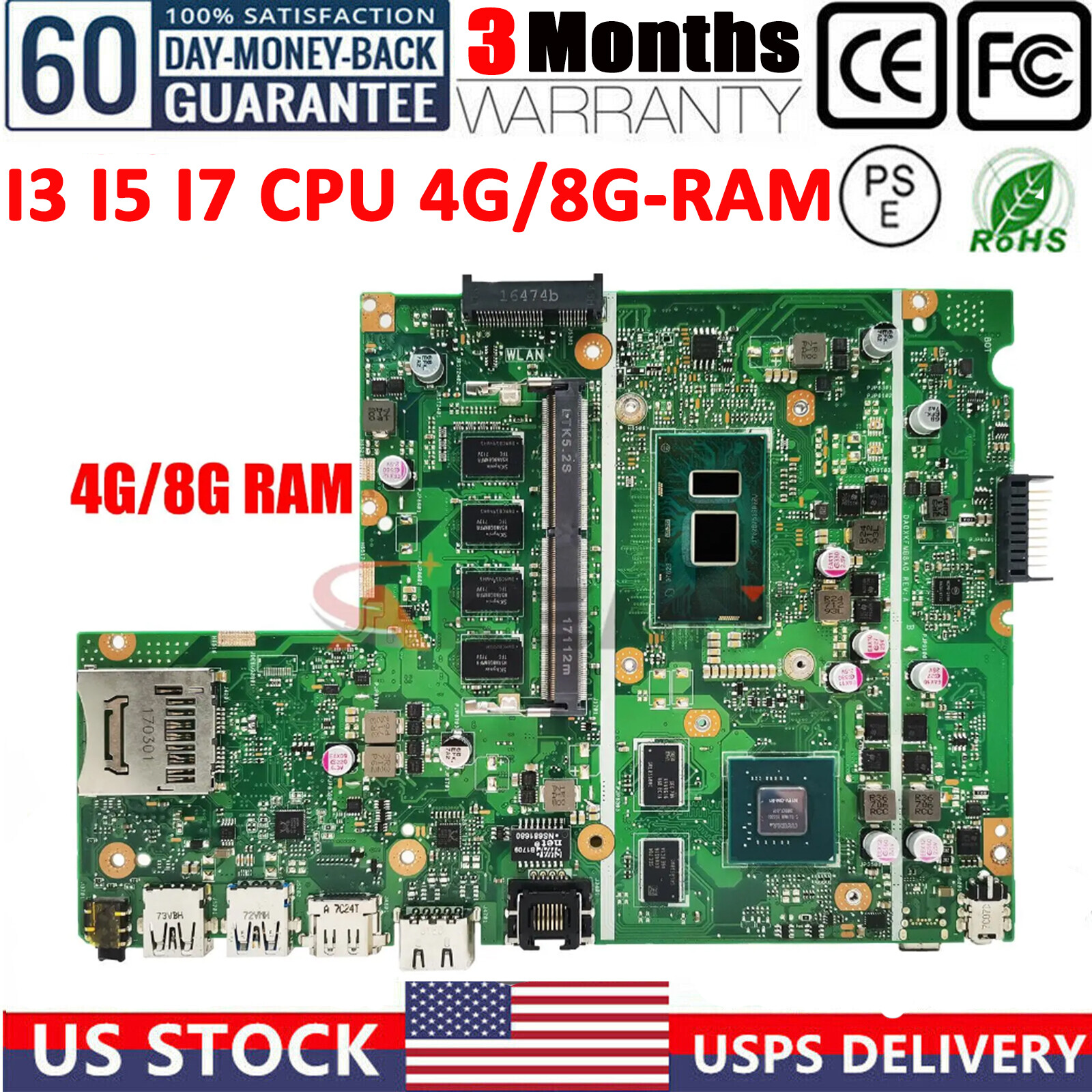 X541UV MOTHERBOARD FOR ASUS X541UJ X541UVK X541UQ X541UQK W/ I3 I5 I7 CPU 4G/8G