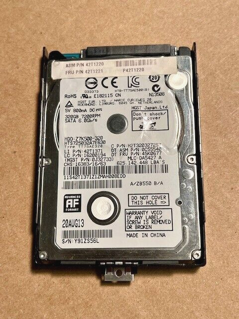 Lenovo 42T1221 Hitachi 320GB 7.2K SATA 2.5" Hard Drive HTS725032A7E630 42T1371