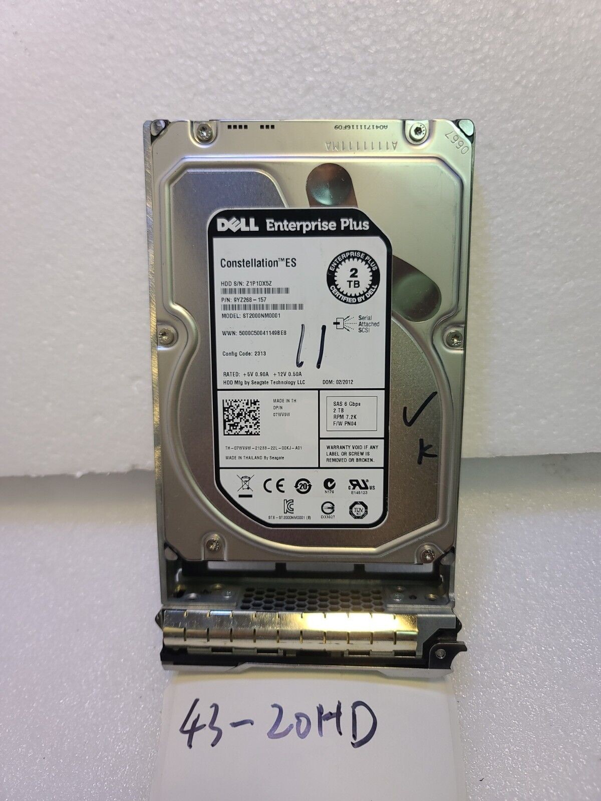 - Dell 2TB 6G SAS 7200RPM 3.5" Hard Drive ST2000NM0001 7WV9W 07WV9W Tested 