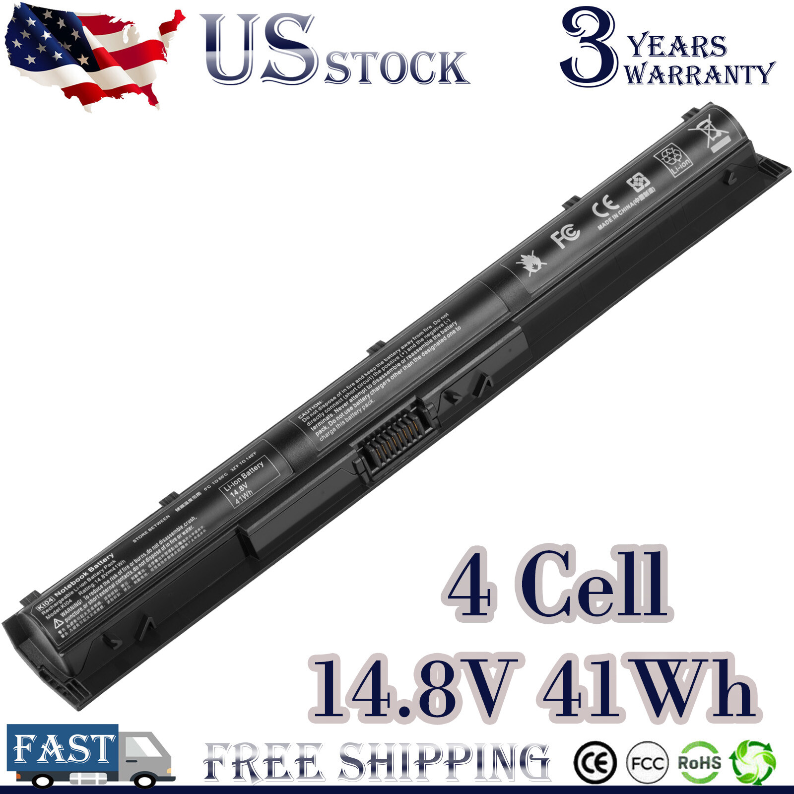 KI04 K104 Laptop Battery for HP Pavilion 14 15 17 800049-001 800009-421 Notebook