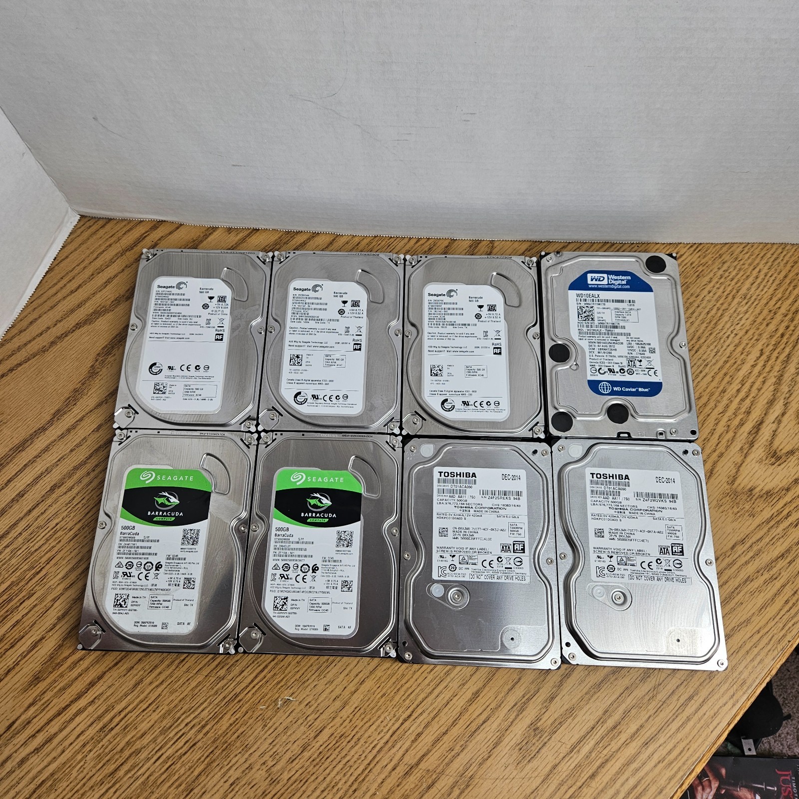 3.5" Hard Drive 500GB SATA Lof of 8 Various Brands (1x 1TB)