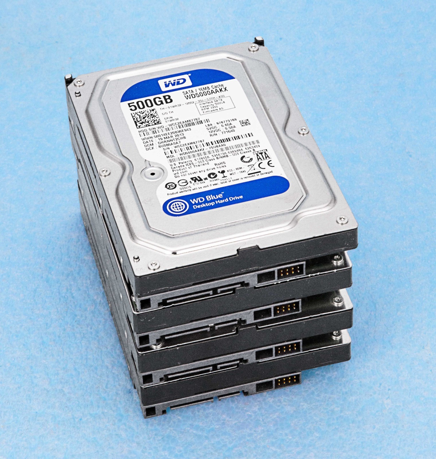FOUR (4) DELL  500GB Hard Drives 1WR32 01WR32 7.2K SATA 3.5" WD5000AAKX OPTIPLEX
