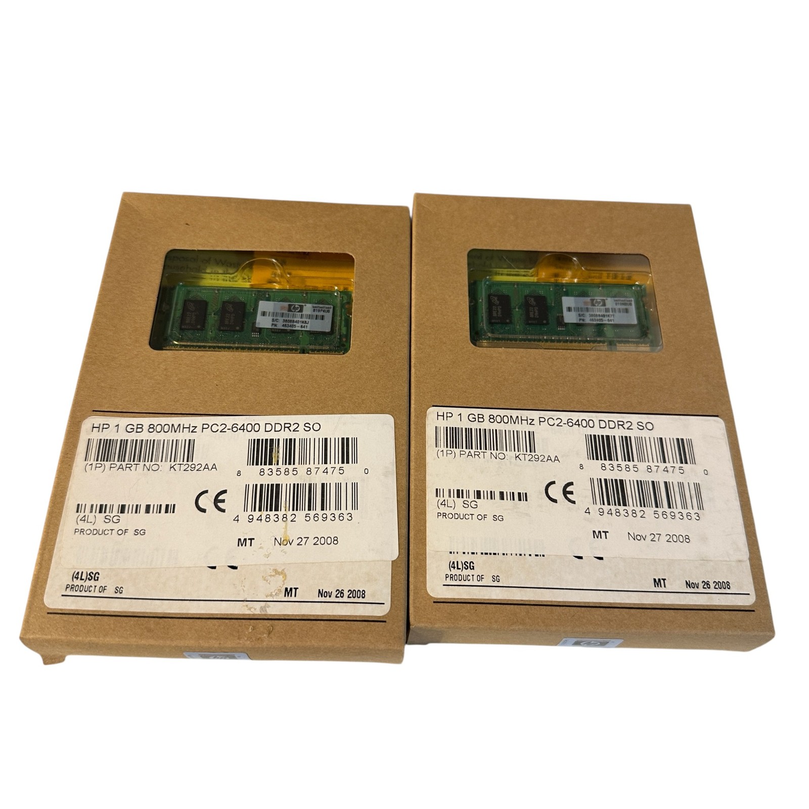 HP/Compaq KT292AA 1GB 1X1GB DDR2 New