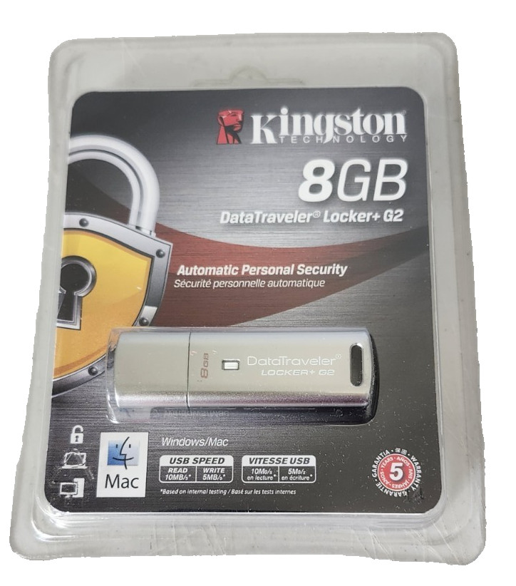 Kingston Technology 8GB Data Traveler Locker+G2 8GB (DTLPG2/8GB) NEW