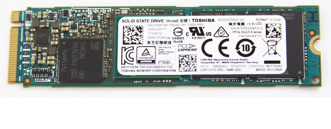 TOSHIBA 512GB XG5 NVME PCIE M.2 SOLID STATE DRIVE | KXG50ZNV512G 70KCW 934101