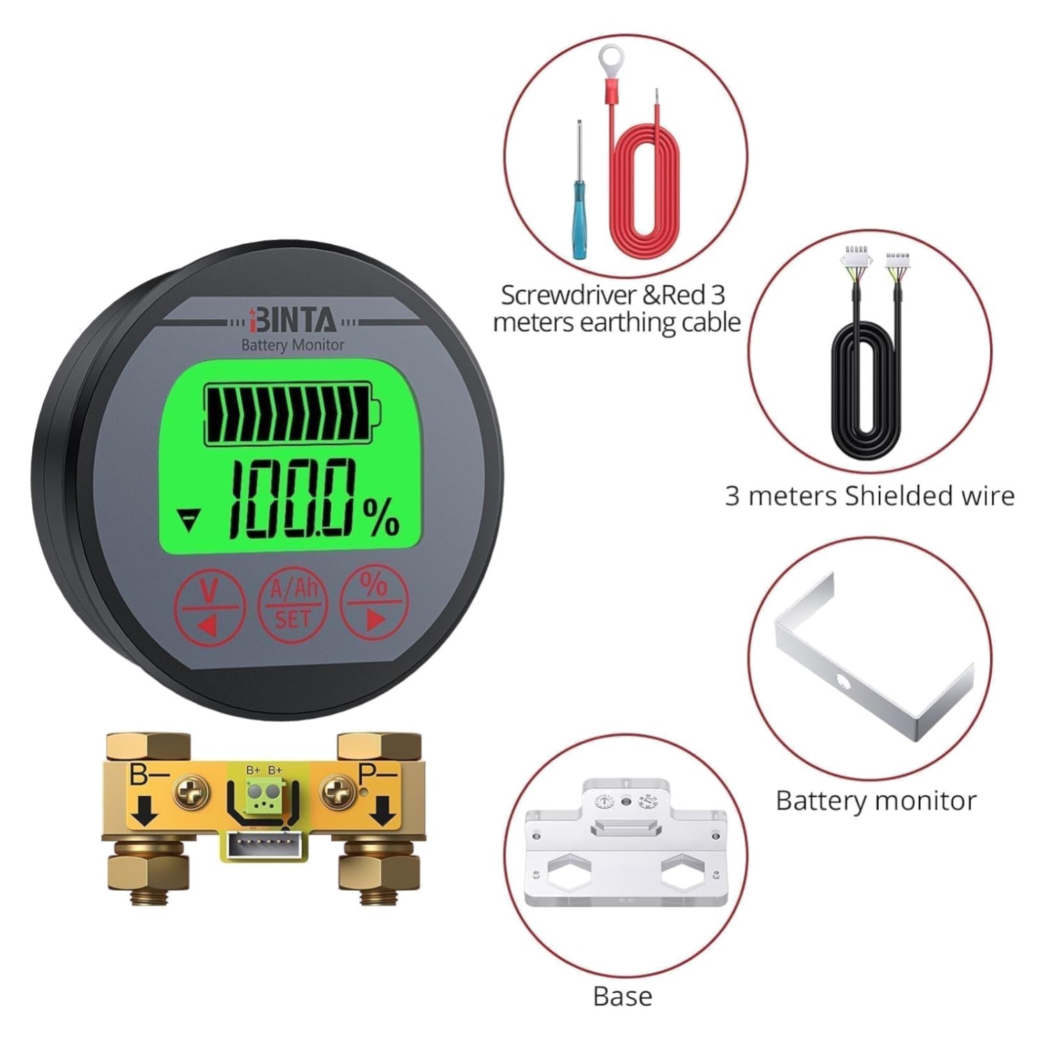 Universal Battery Monitor 8-120V 0-150A | Backlit Display``