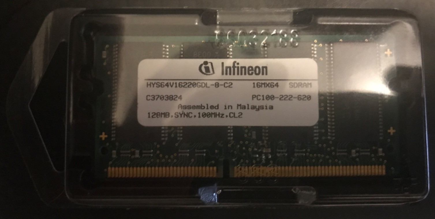 HYM71V16M655 AT6-P AA, PC100U-222-620, 128MB -SEALED. LAPTOP MEMORY