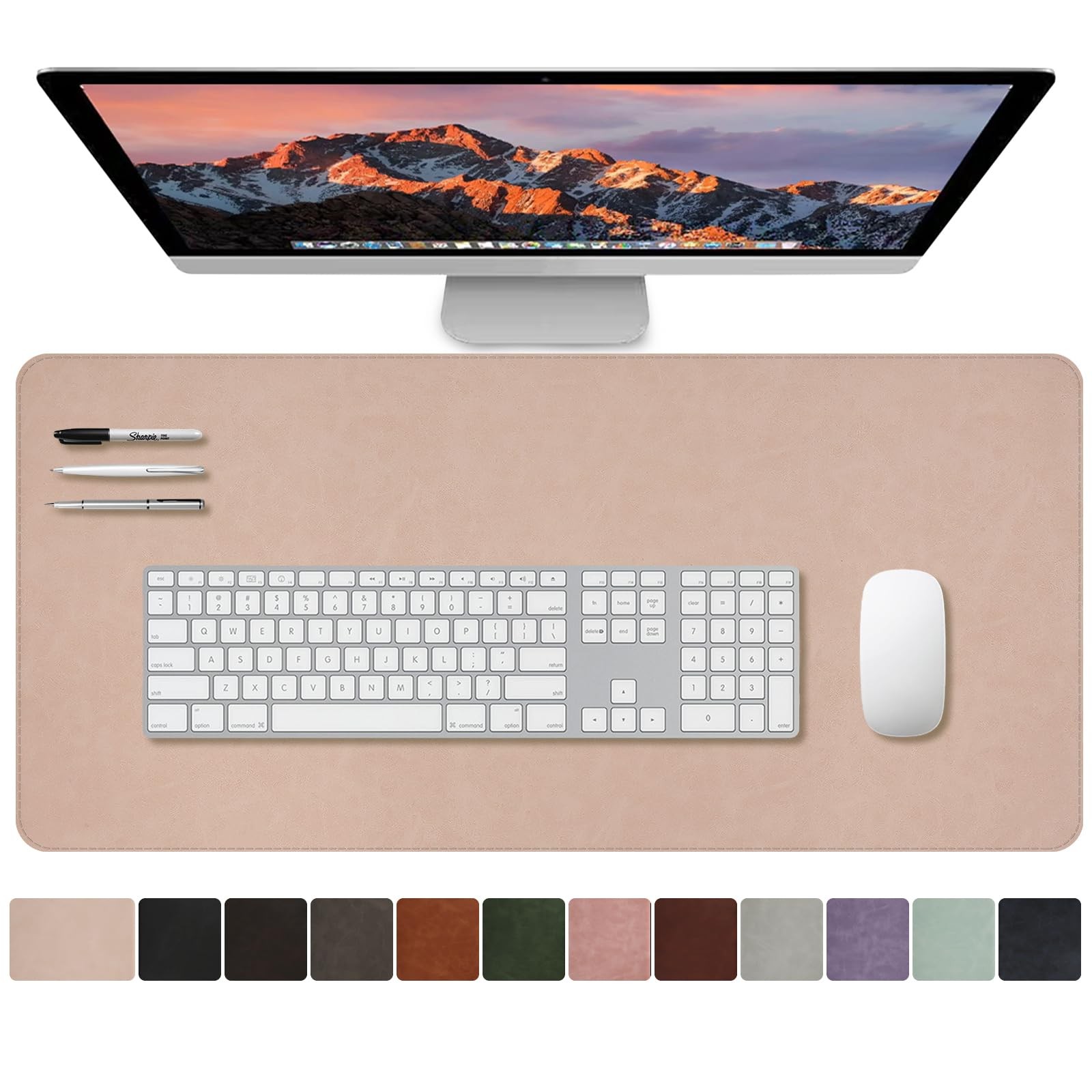 CHEERYGOO Leather Office Desk Pad Protector, Non-Slip PU Leather Desk Blotter...