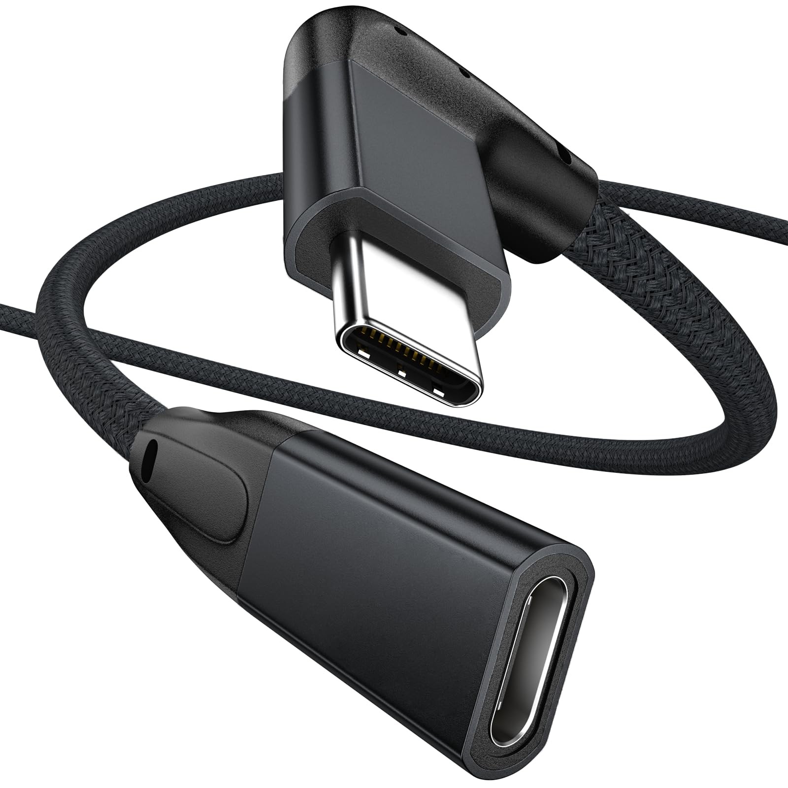 UseBean Right Angle USB C Extension Cable 6FT, 90 Degree USB-C 3.1 BLACK 