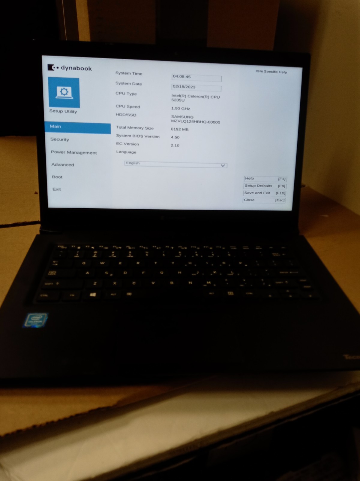 Dynabook Tecra A40-G 128GB SSD 14" Intel celeron 5205u 1.9gh 8GB Ram NO OS