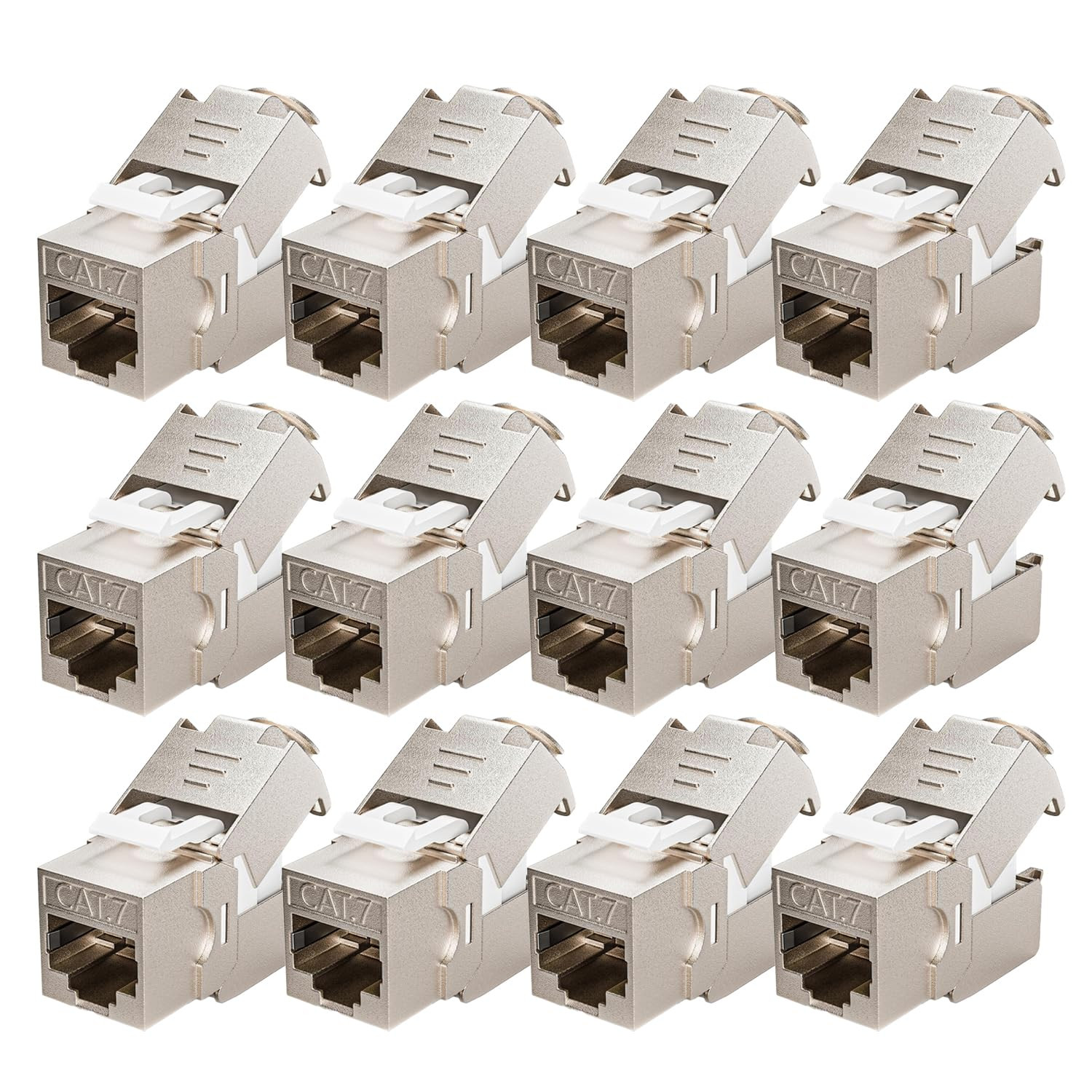 12 Pcs RJ45 Cat7 Cat6A Shielded Keystone Jack, Cat 7 10Gbps Easy Toolless Modula