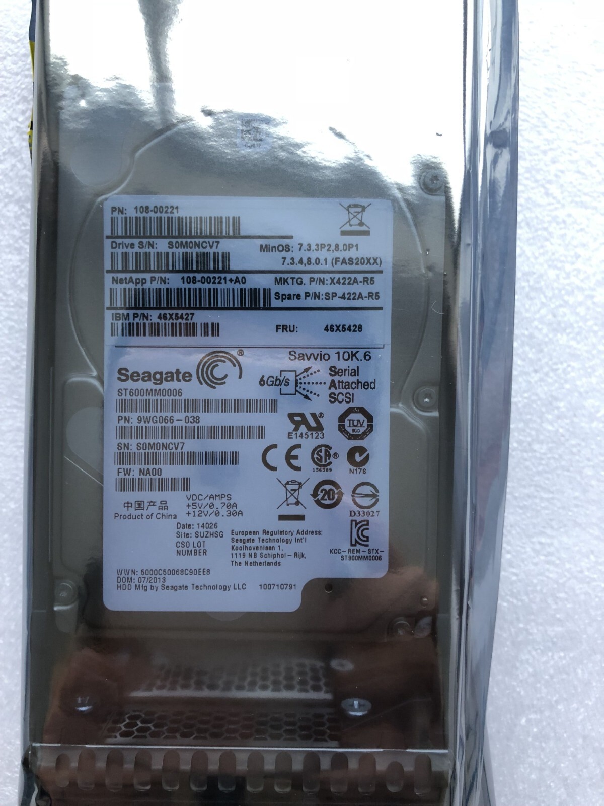 FOR NetApp 600G 10K SAS 2.5 X422A-R5 FAS2240 FAS3240 FAS3250 Hard Drive