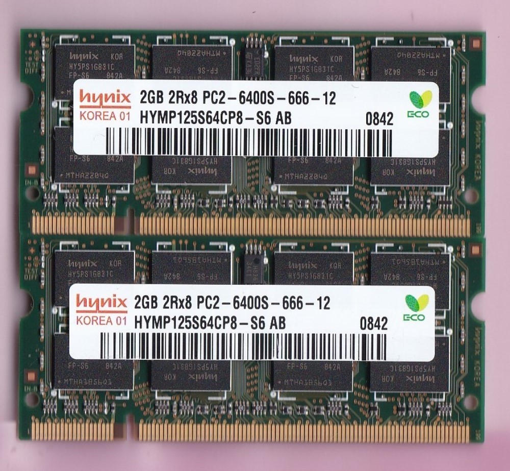 4GB 2x2GB PC2-6400S Hynix HYMP125S64CP8-S6 AB DDR2-800 Laptop RAM SO-DIMM Kit