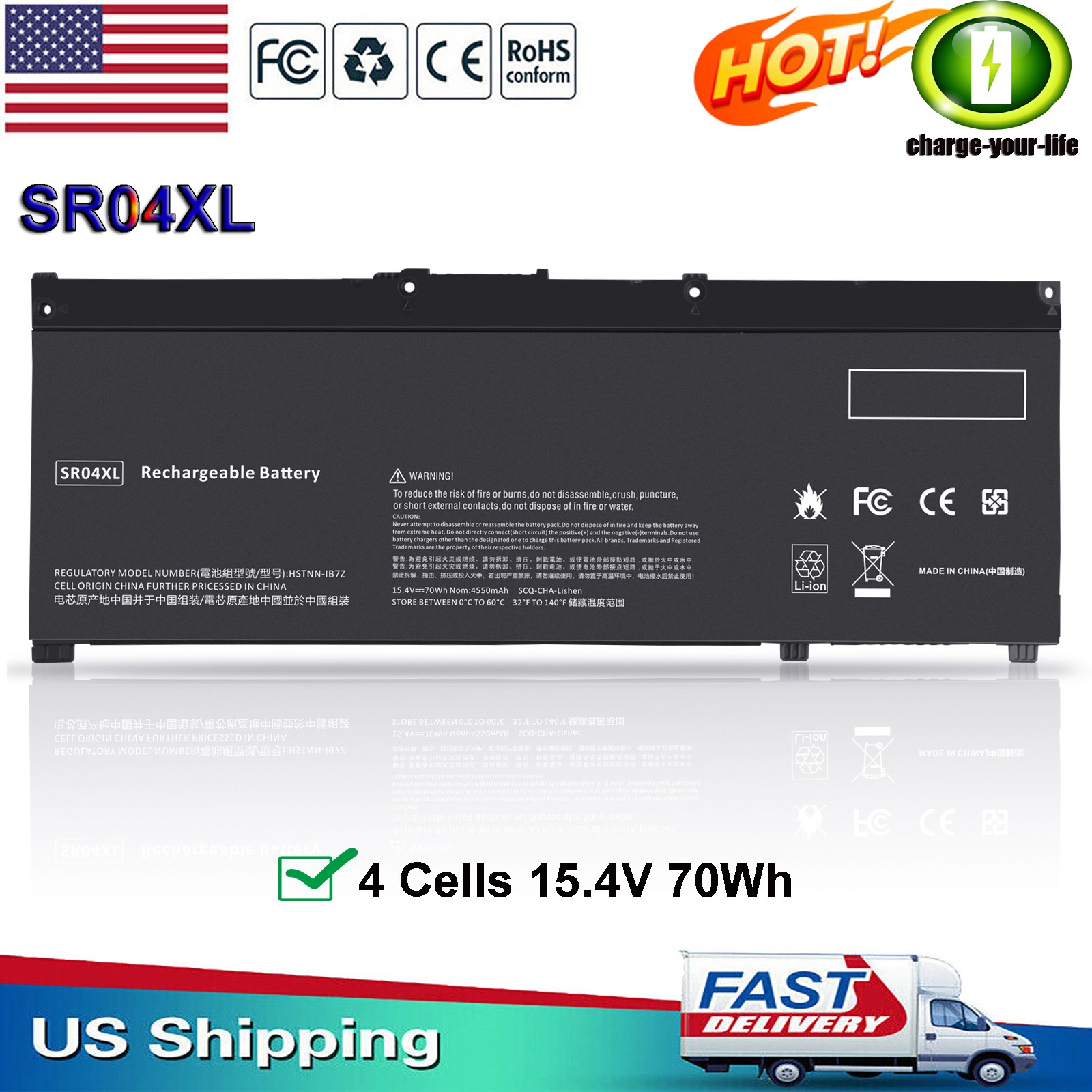 ✅SR04XL BATTERY for HP Omen 15-ce000 15-CE011DX 15-dc000 HSTNN-DB7W 917724-855