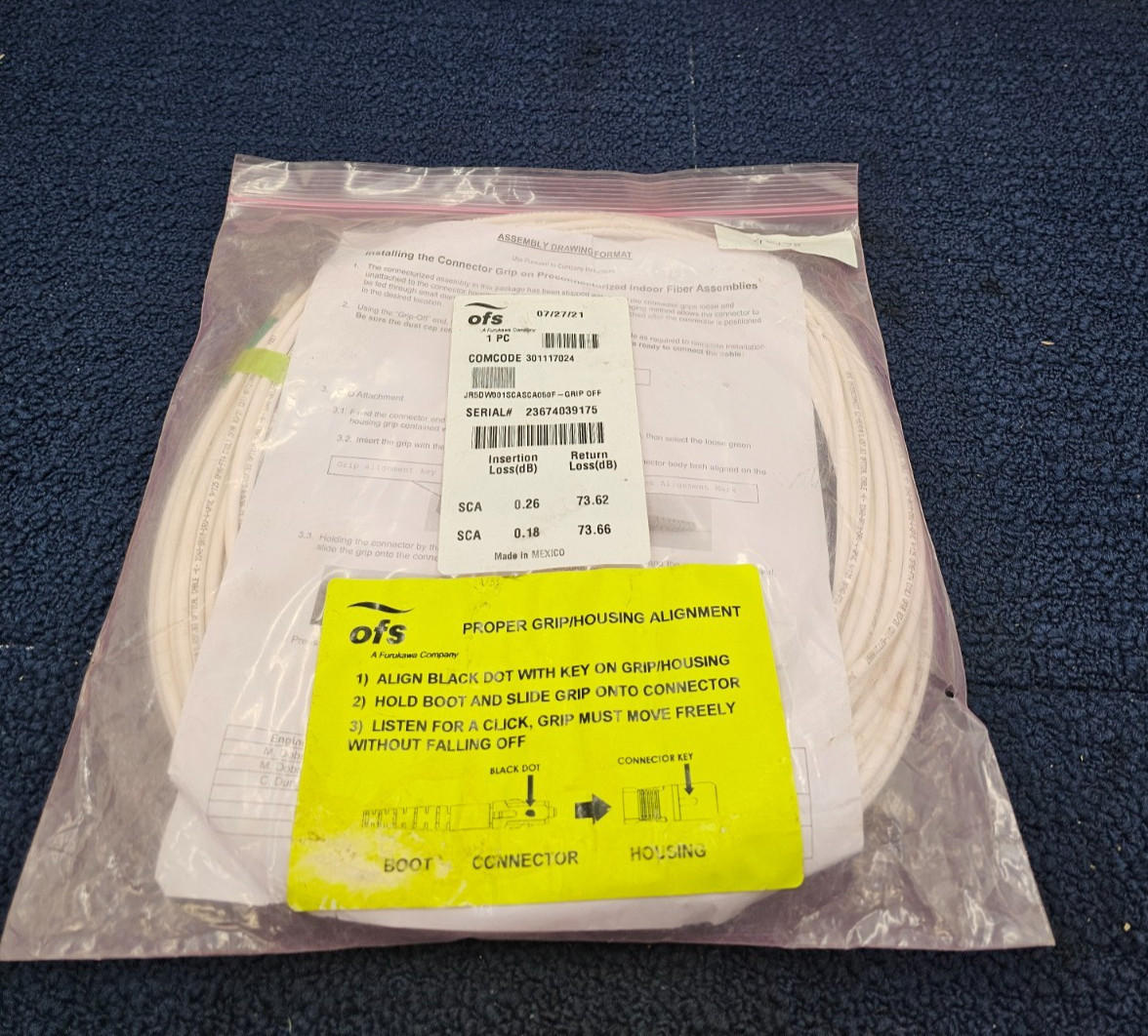 OFS JR5DW001SCASCA050F Ruggedized Interconnect EZ-Bend Optical Cable White 50F