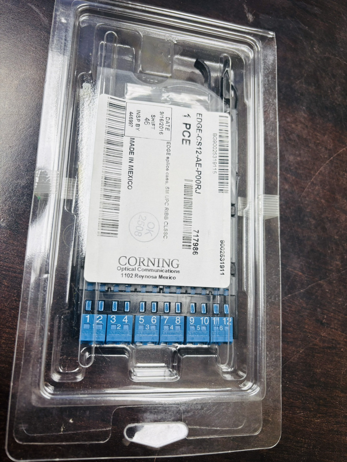 EDGE-CS12-AE-P00RJ (Corning) EDGE Splice Cassette12 F, LC duplex, Single-mode