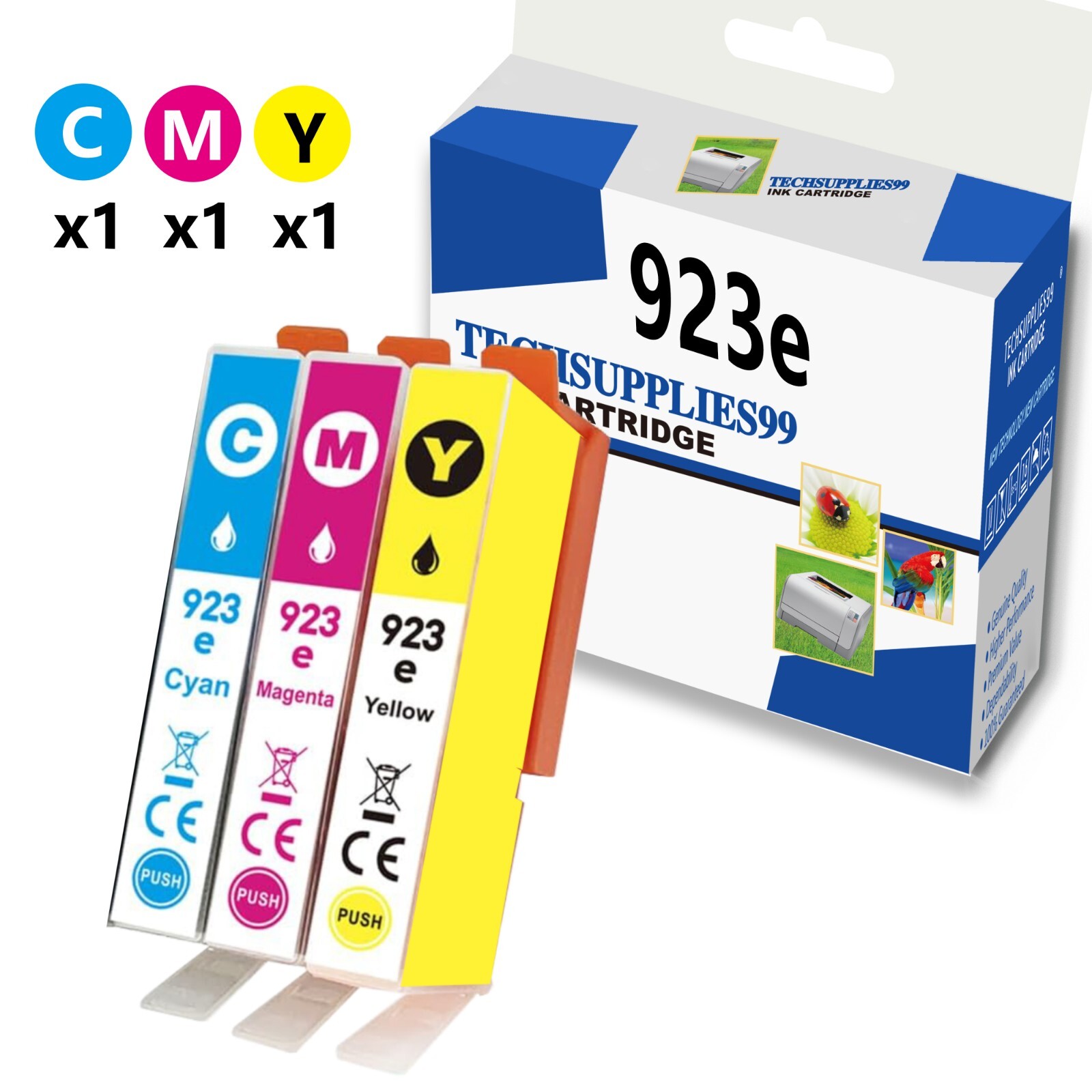 3PK Compatible HP 923e Ink Cartridge 923 for Office Jet Pro 8122e 8123 (CMY)