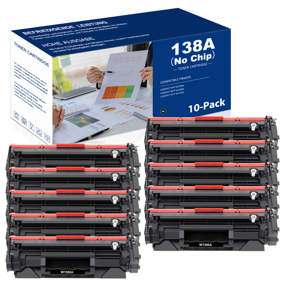 10x W1380A 138A No Chip Toner Compatible With HP LaserJet Pro 3001fdw 3101fdw