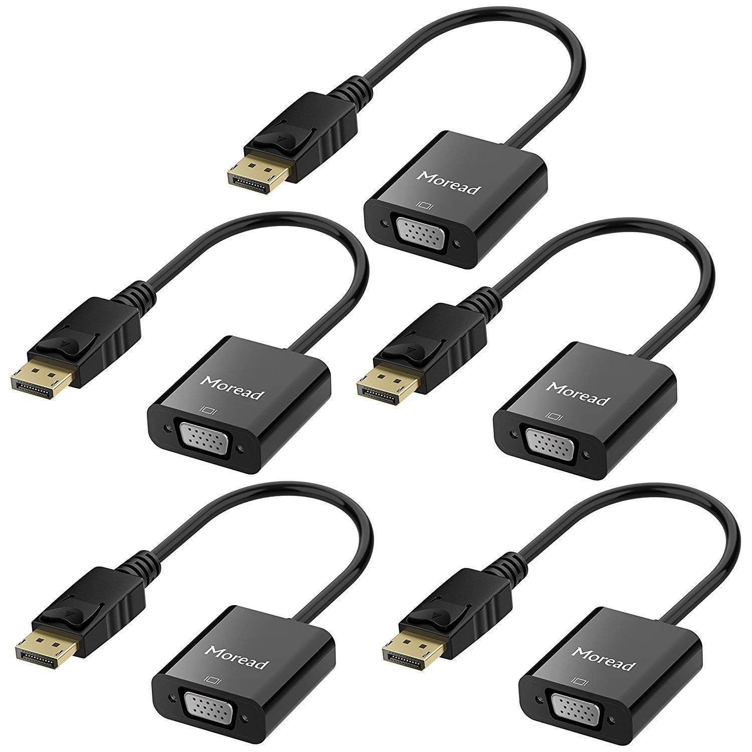Moread DisplayPort (DP) to VGA Adapter, 5 Pack, Gold-Plated Display Port to V...