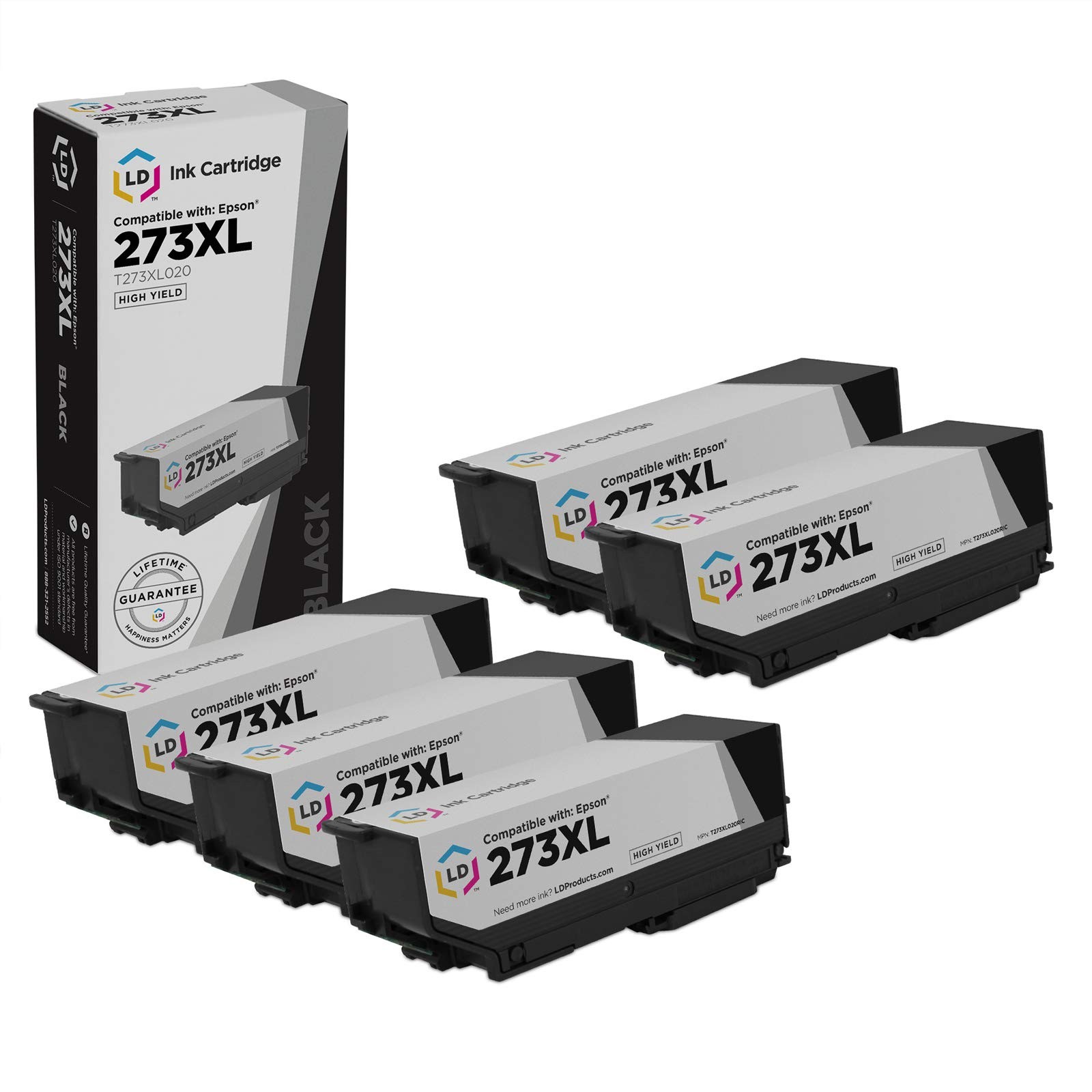 LD Replacement Epson 273XL T273XL120 Pack of 5 HY Photo Black Ink Cartridges