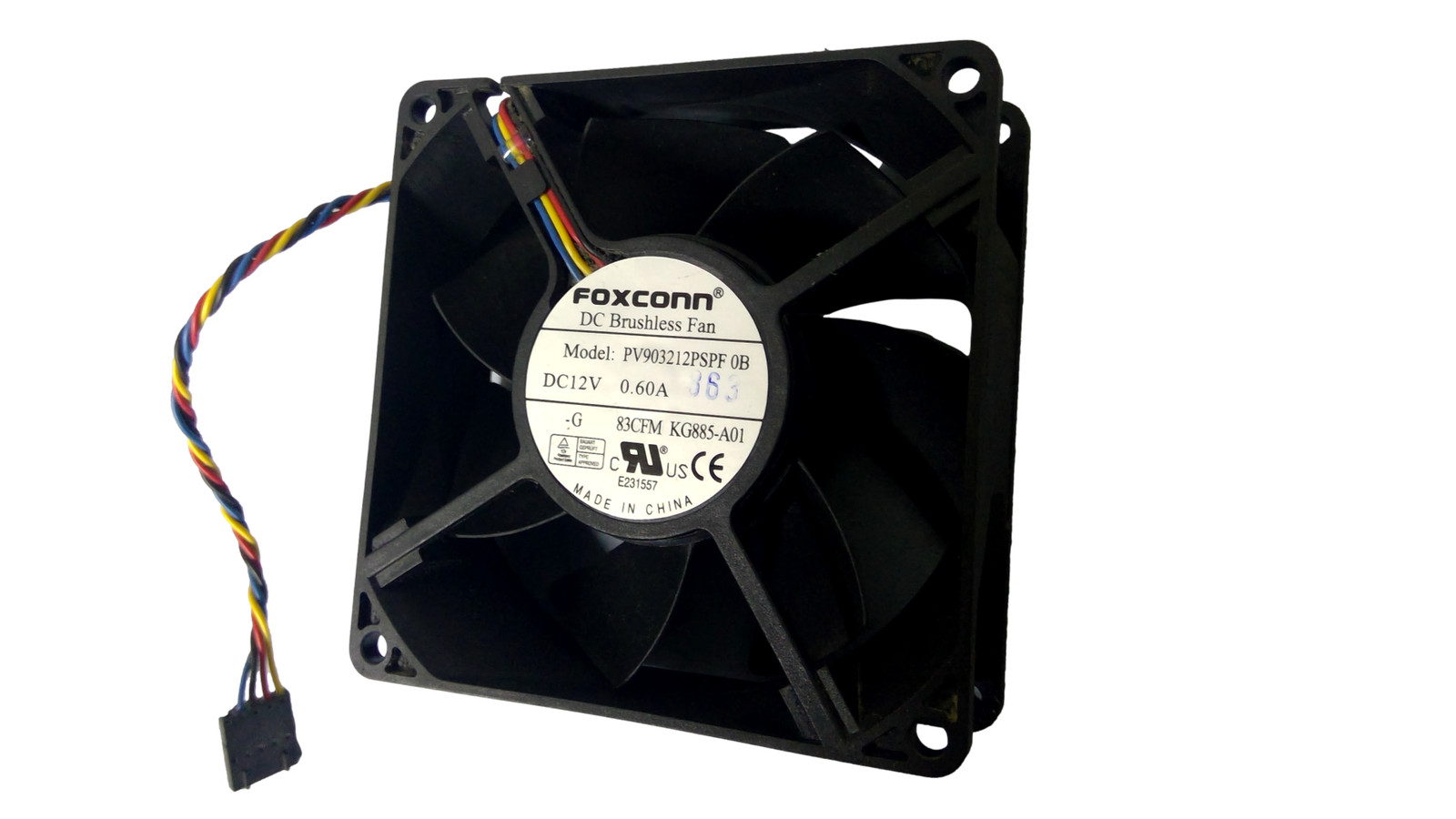 FOXCONN DC BRUSHLESS PV903212PSPF 0B DC12V 0.60A -G 83CFM KG885-A01
