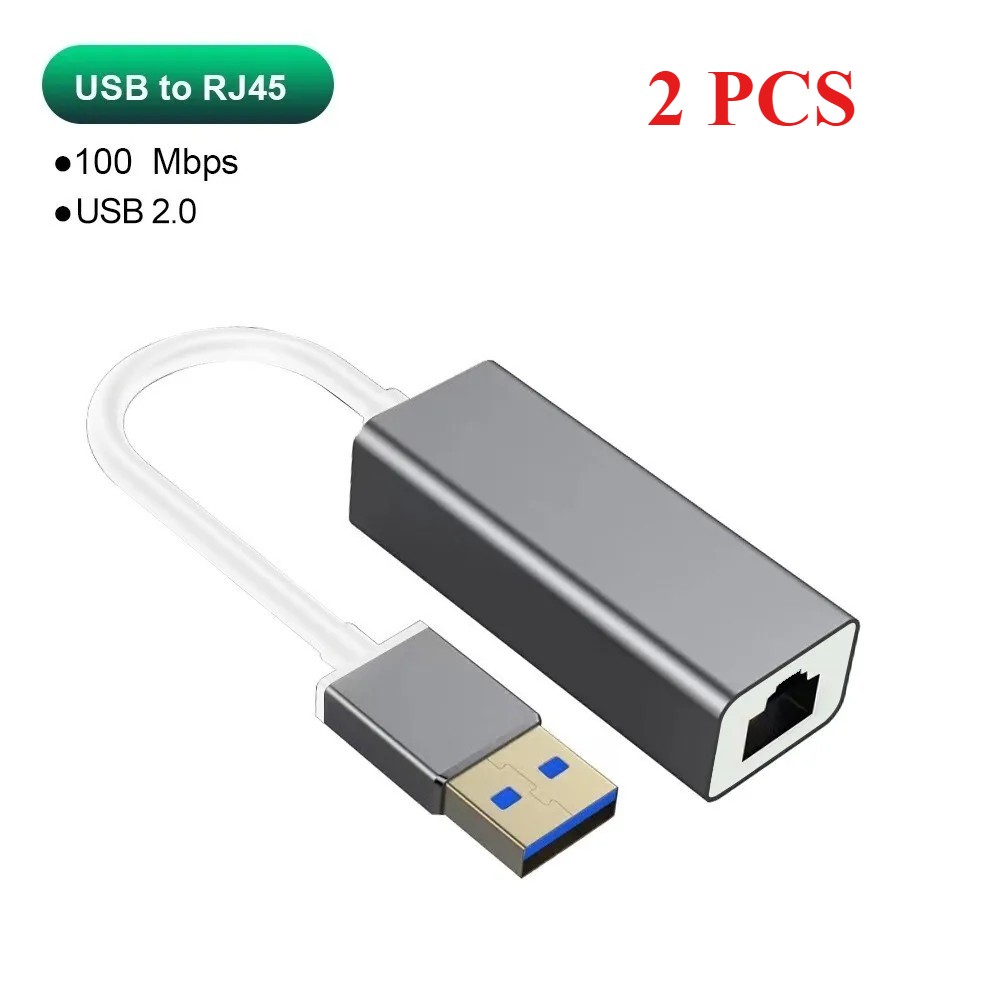 2PCS USB LAN RJ45 Ethernet Adapter 3.0 Type C to RJ45 100M Conversion Interface