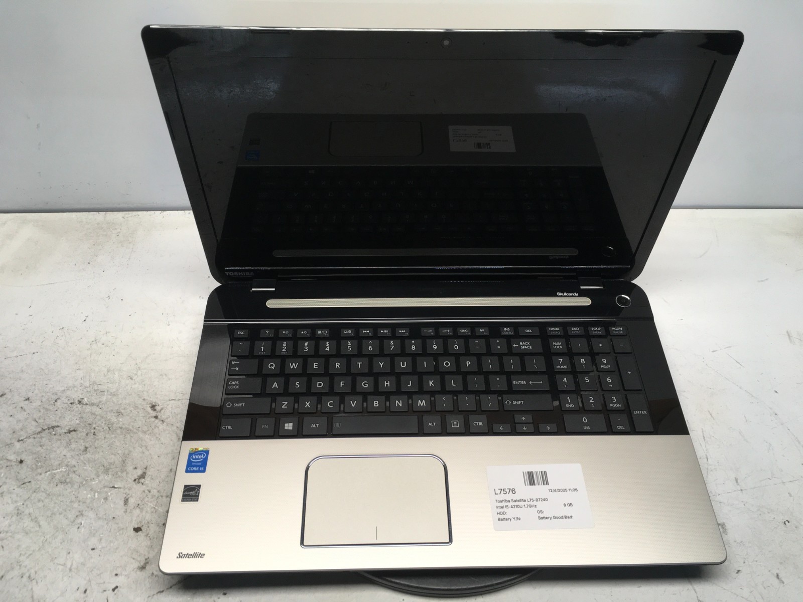Toshiba Satellite L75-B7240 Intel i5-4210U 1.7GHz 8 GB NO HDD