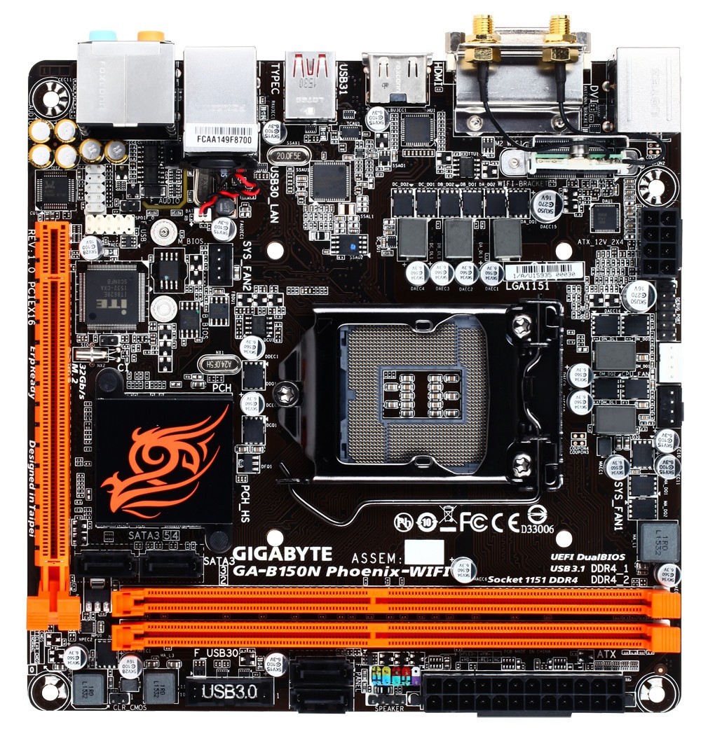 Gigabyte GA-B150N Phoenix-WIFI Motherboard LGA 1151 Intel B150 DDR4 Mini-ITX M.2