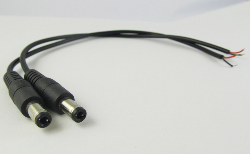 100pcs 5.5mm x2.5mm 5.5/2.5 CCTV Power Charger DC Power Male Plug Cable 25cm