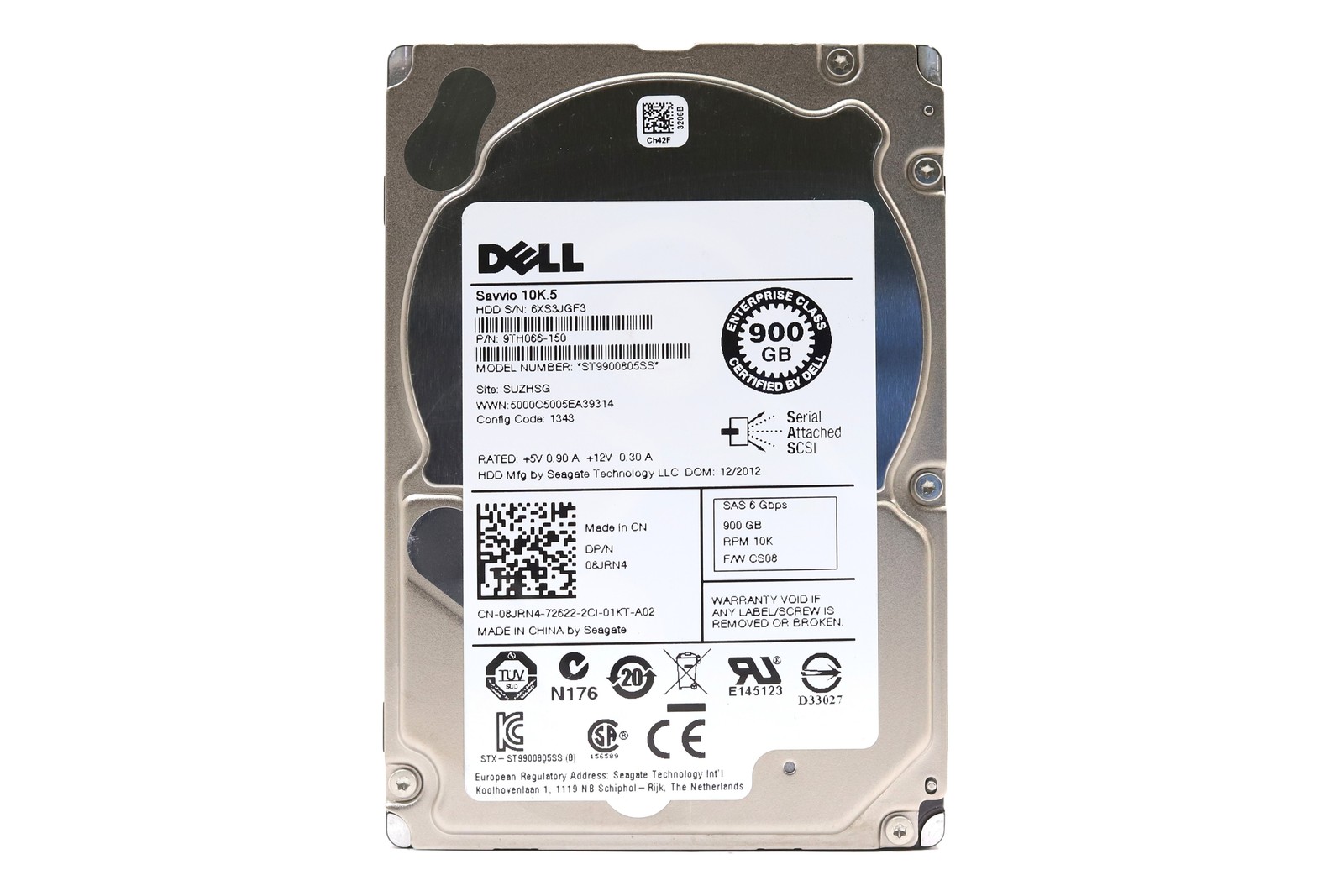 Dell ST9900805SS 900GB 2.5" 6Gb/s 64MB 10K RPM SAS HDD Dell P/N: 08JRN4 Tested