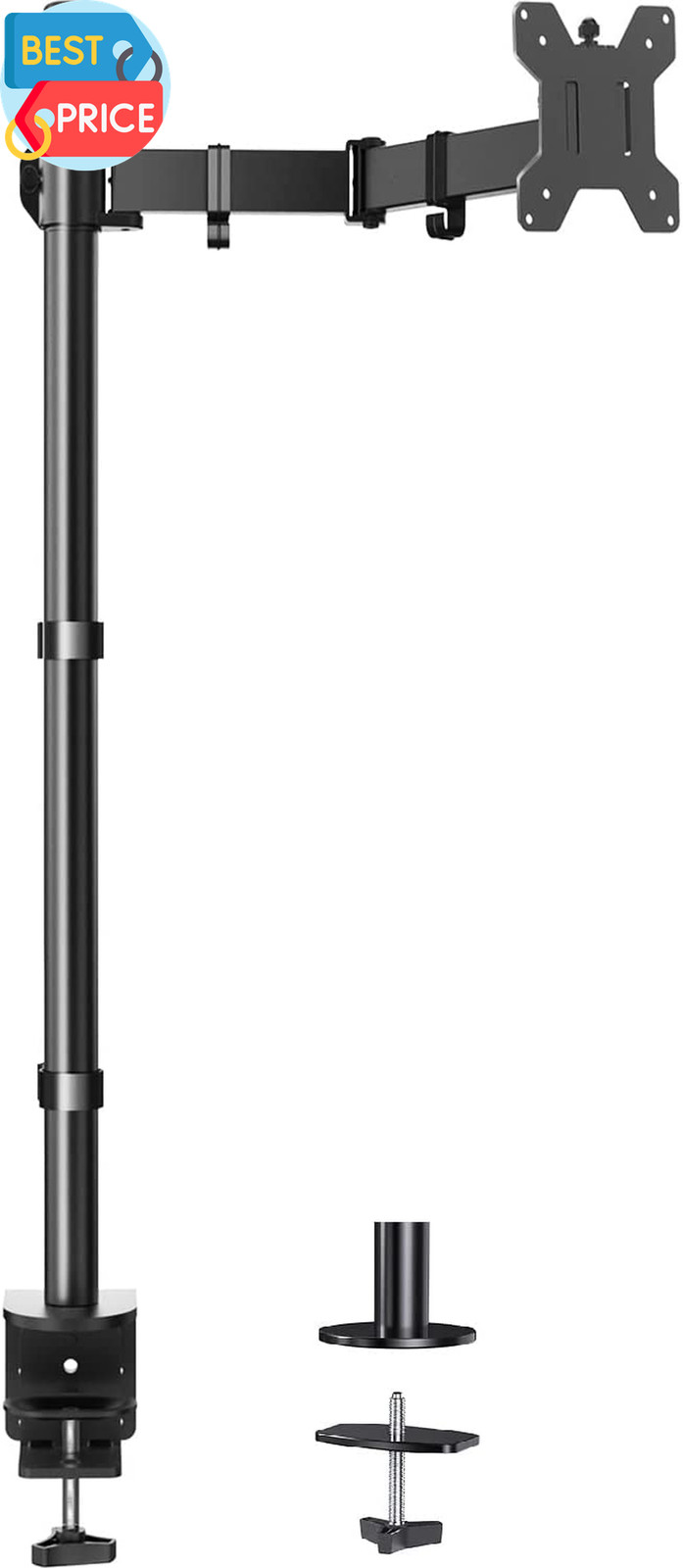 Single Monitor Stand Desk Mount, Extra Tall 39 Inch Fully Adjustable Stand Compu