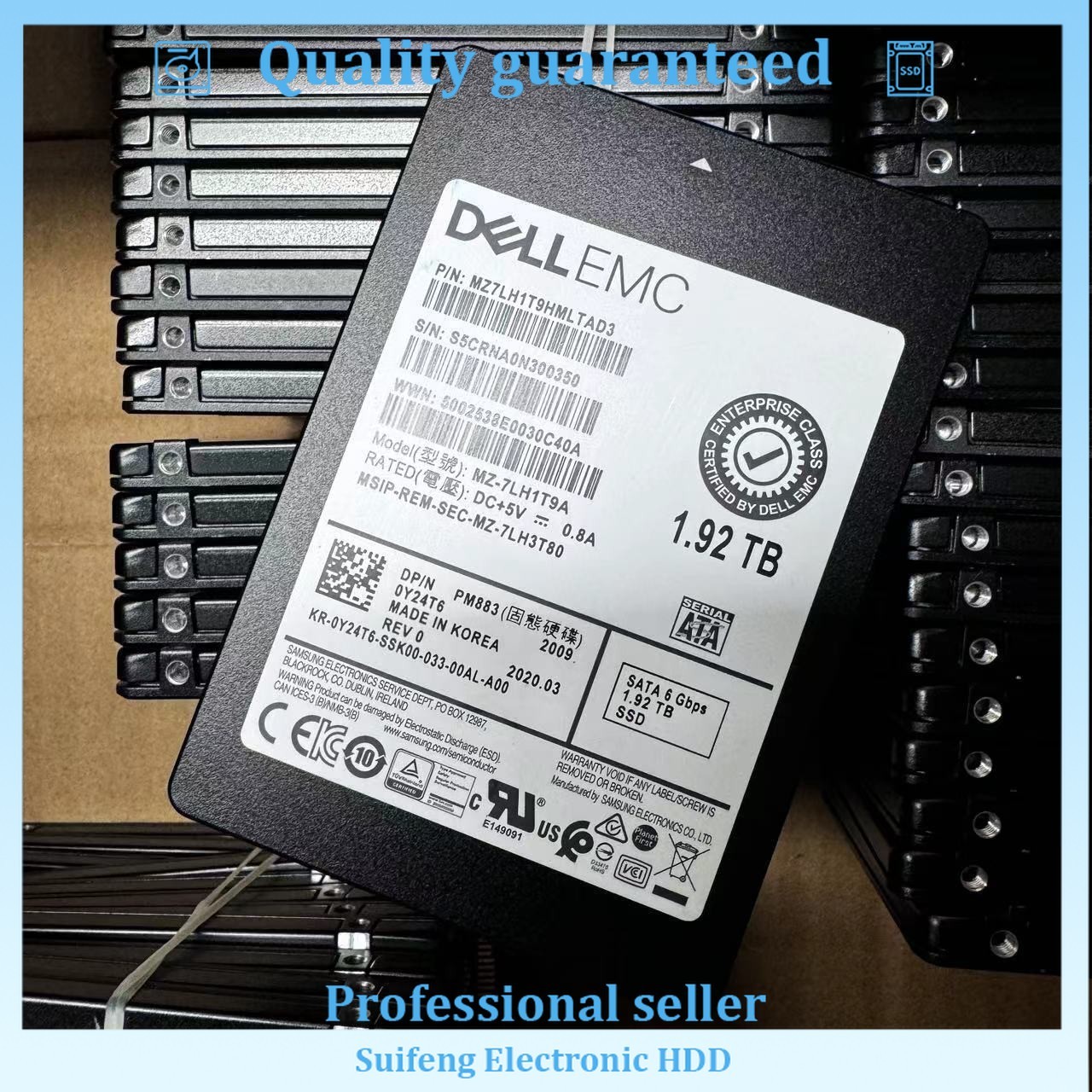 Samsung PM883 1.92TB 2.5" SSD MZ-7LH1T9A SATA 6.0Gbps MZ7LH1T9HMLTAD3