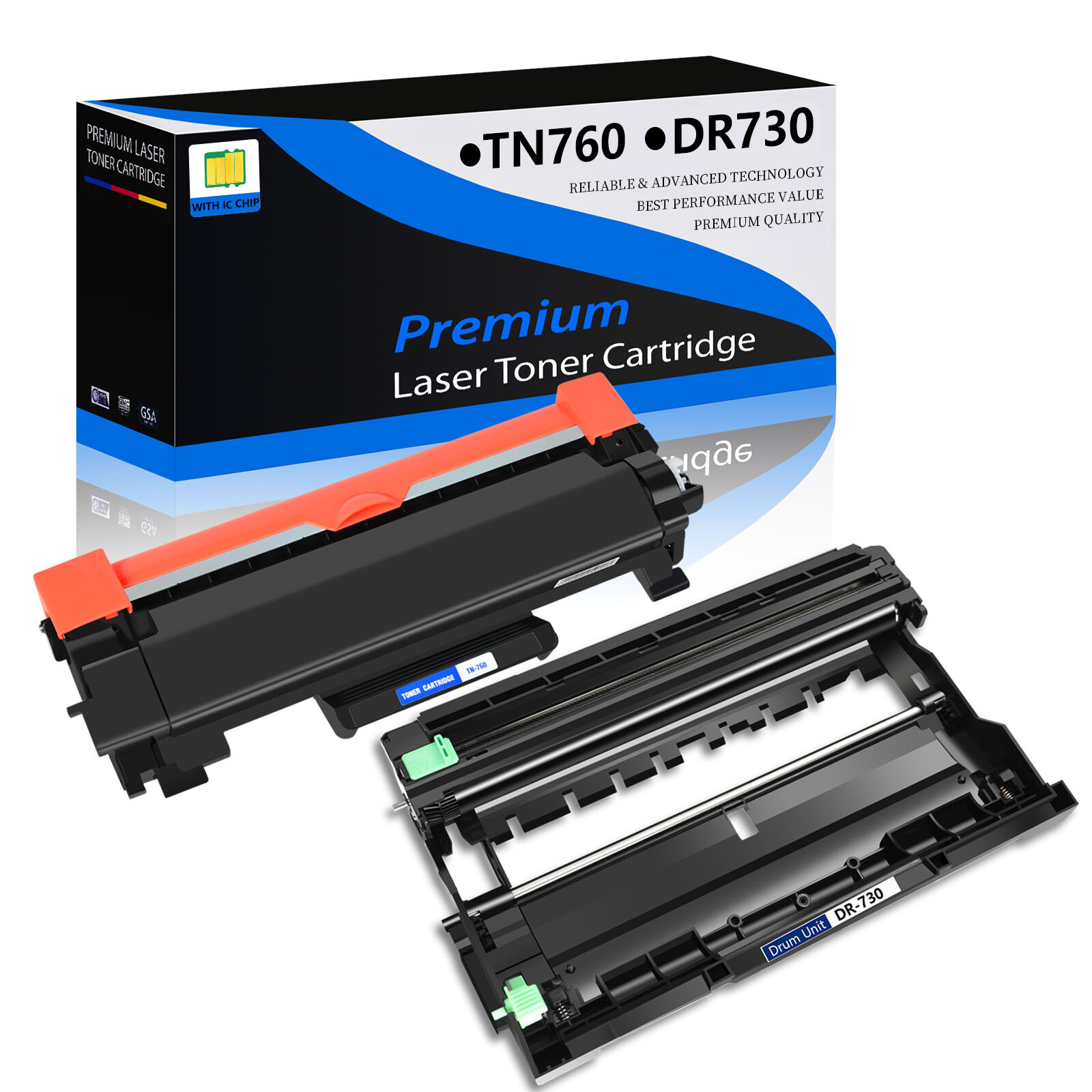 1X TN760 Toner Cartridge DR730 Drum Unit For Brother DCP-L2550DW MFC-L2710DW