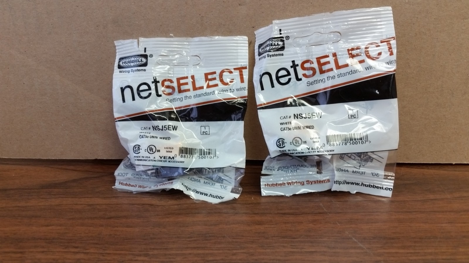 NEW Pair of Hubbell NSJ5EW netSELECT Modular Snap Fit Cat. 5e Jacks
