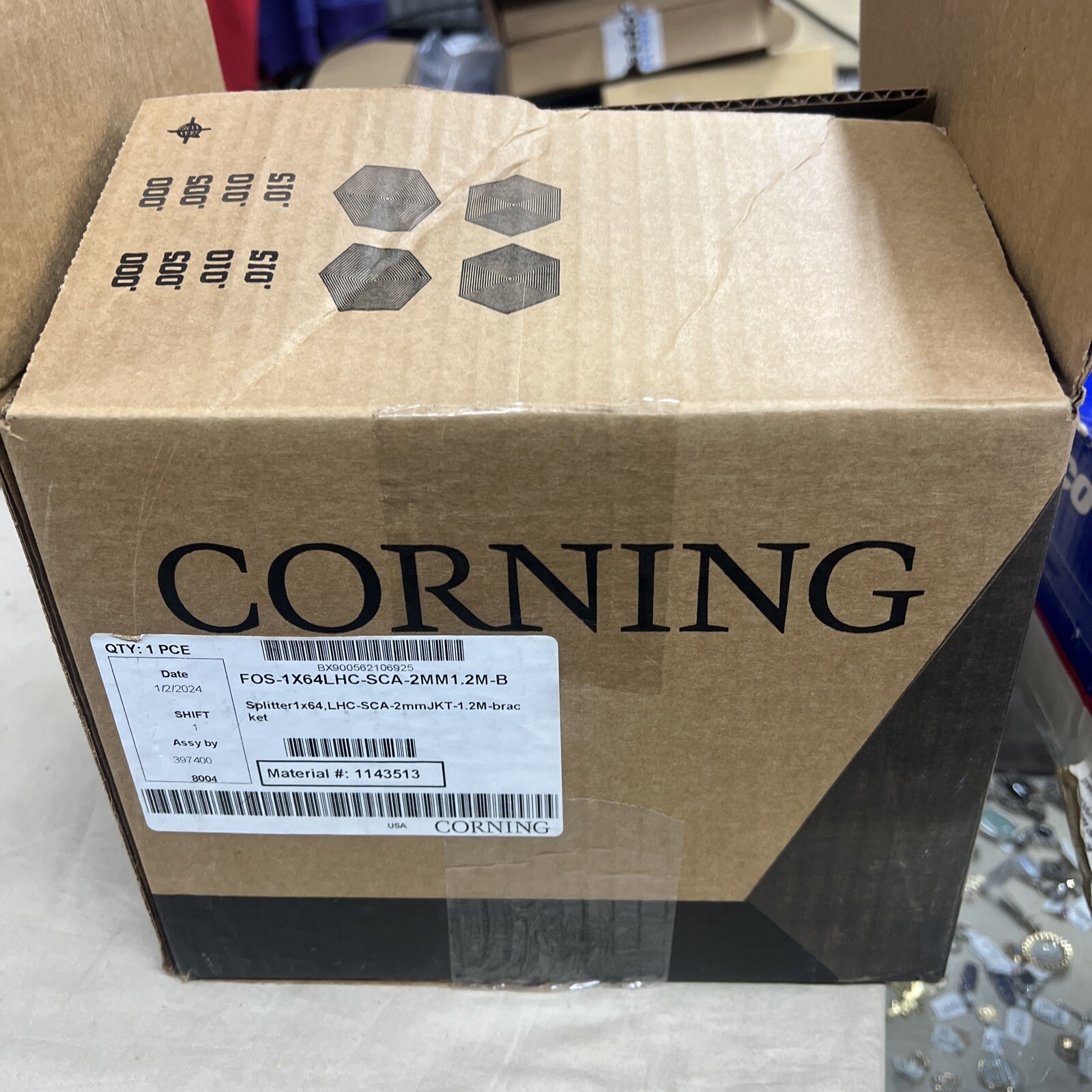Corning Fiber Optic Splitter FOS-1X64LHC-SCA-2MM1.2M-B 1:64 LHC-SCA-2mmJKT-1.2M