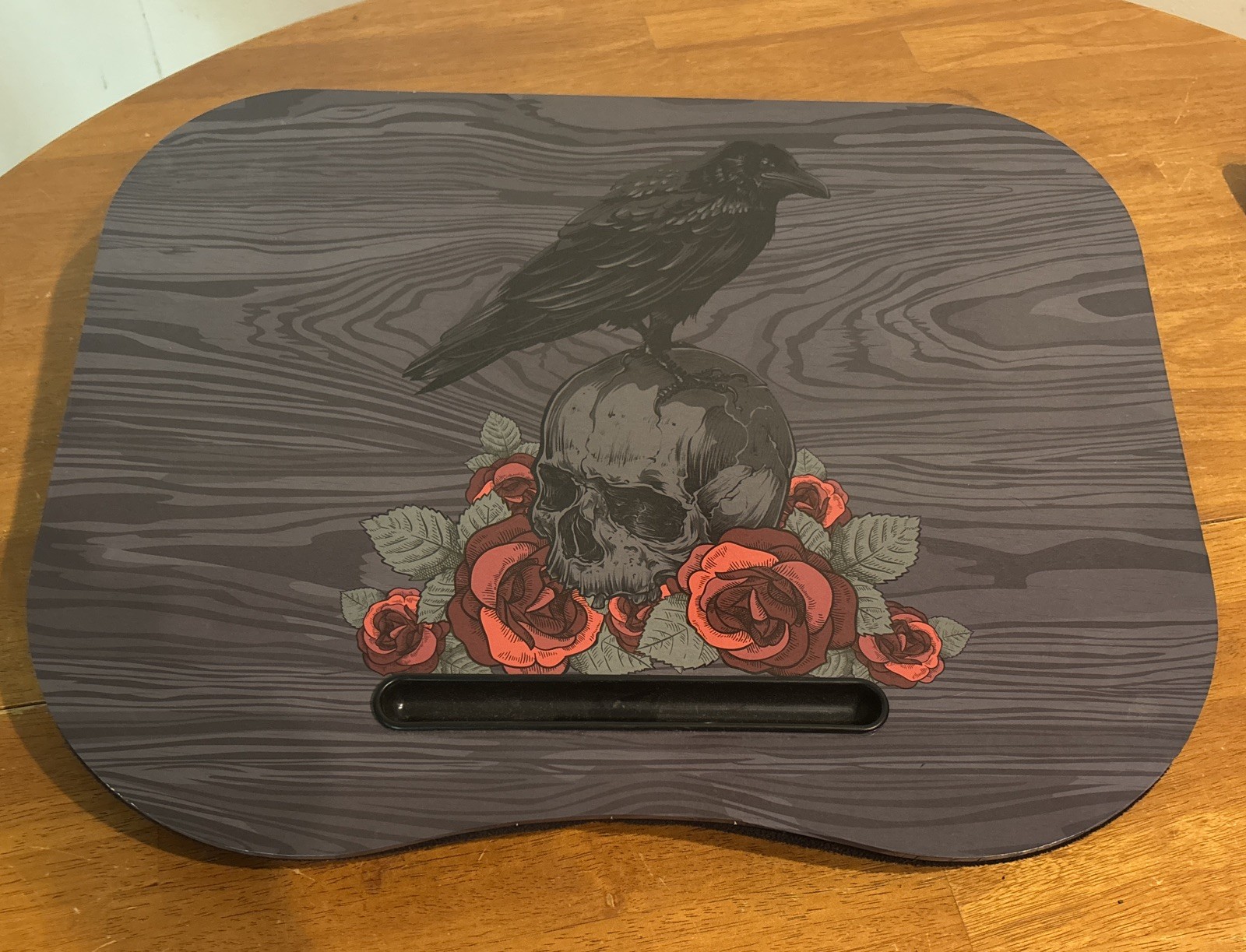 Books-A-Million Gothic Raven Skull Roses Padded Lap Desk 19x15”