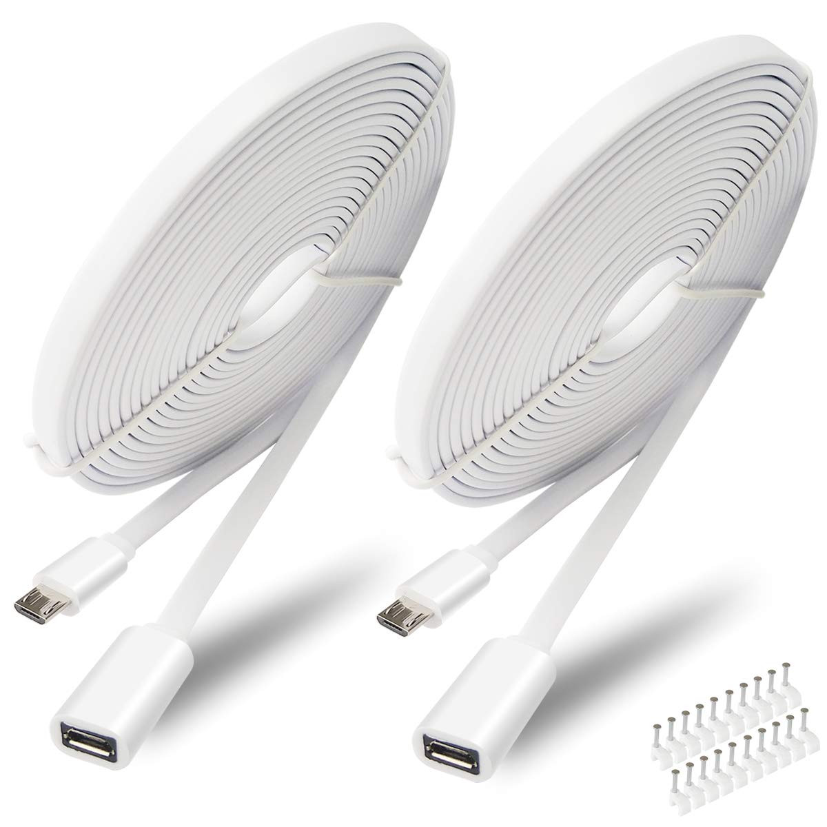 SIOCEN 2 Pack 13FT Micro USB Extension Cable for Zmodo,Male to Female Extender