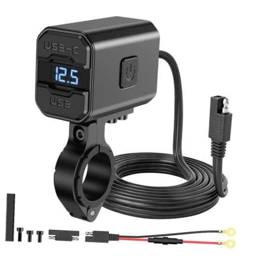 Aluminum Motorcycle USB Charger SAE to USB Adapter Type C and USB 3.0