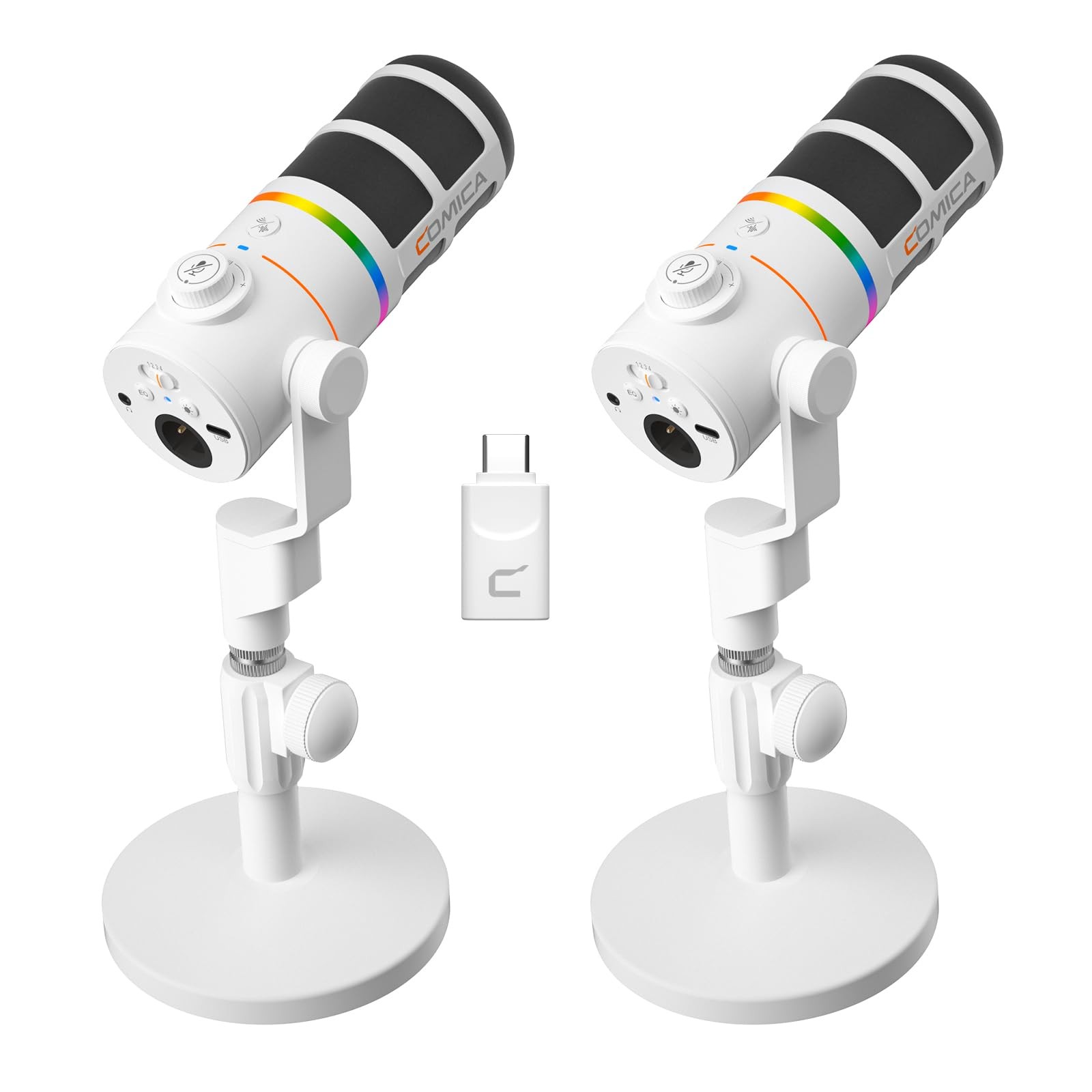 COMICA EJoy D10 Pro XLR/USB-C Dual Gaming Microphone for Podcasting White