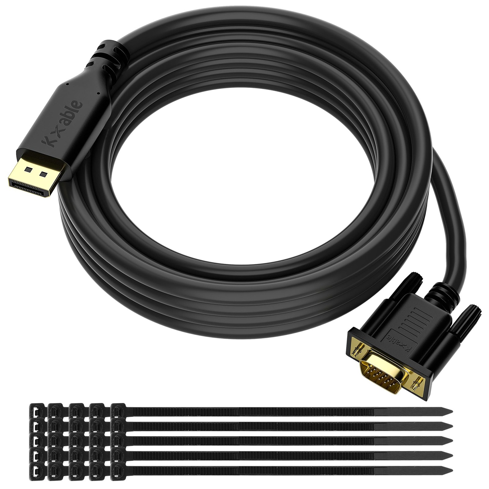 DisplayPort to VGA Cable 25 FT Adapter Cord Male to Male Gold-Plated 1080P