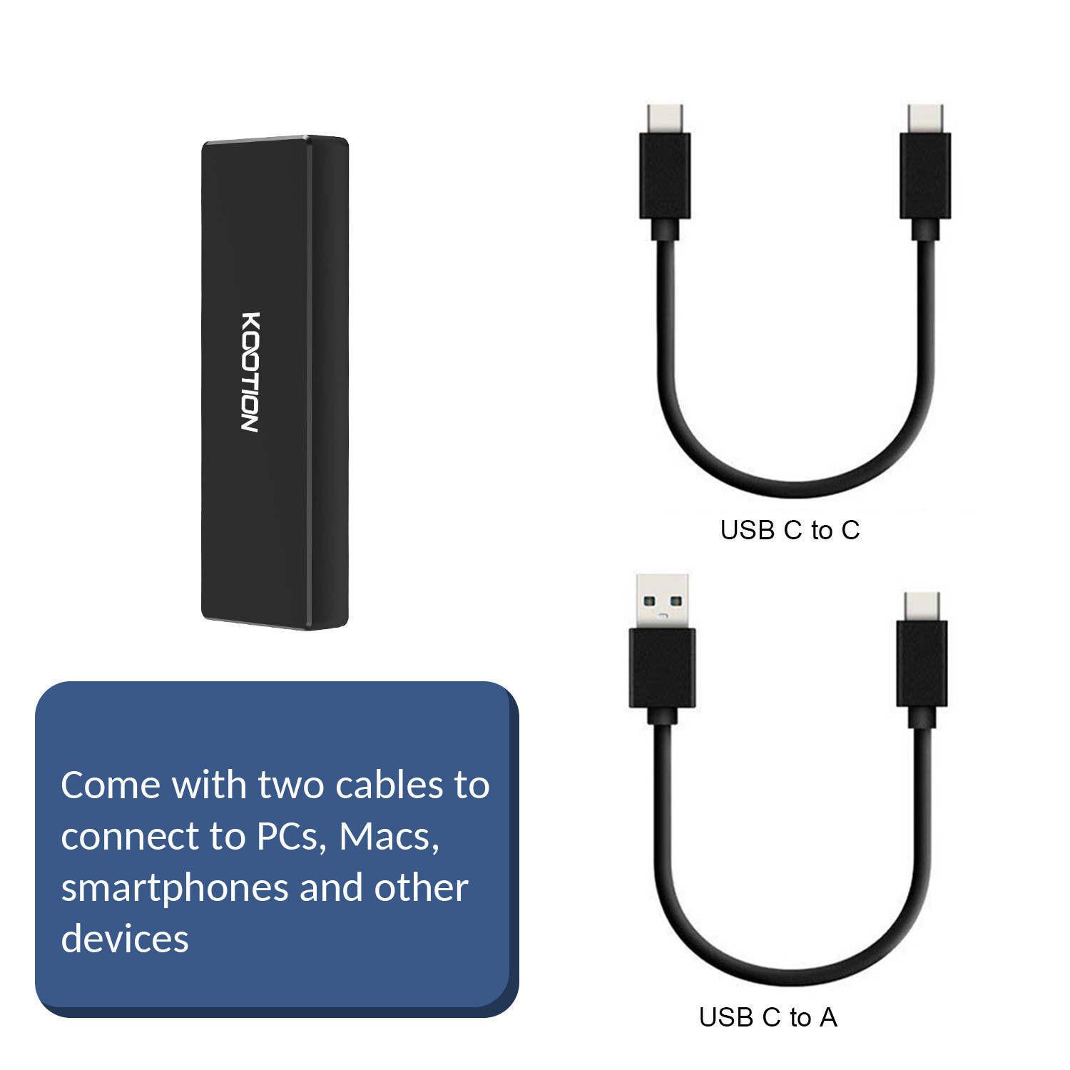 Kootion USB 3.1 1TB Portable External SSD External Hard Drive transit to 500MB/s